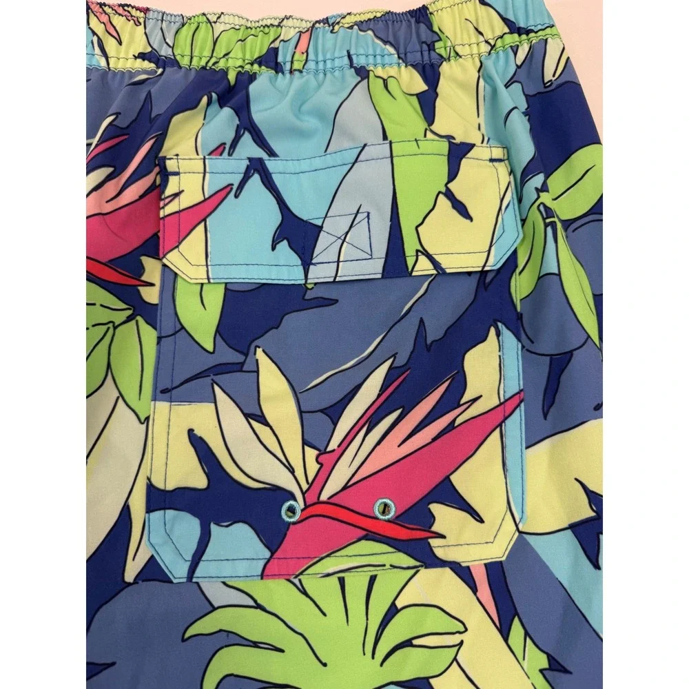 Vineyard Vines Mens‎ 2XB Tropical Bird of Paradise Swim Trunks Blue 1M001149